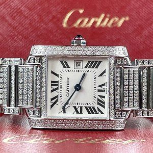 STUNNING! CARTIER TANK LADIES CUSTOM 7CT WATCH!!